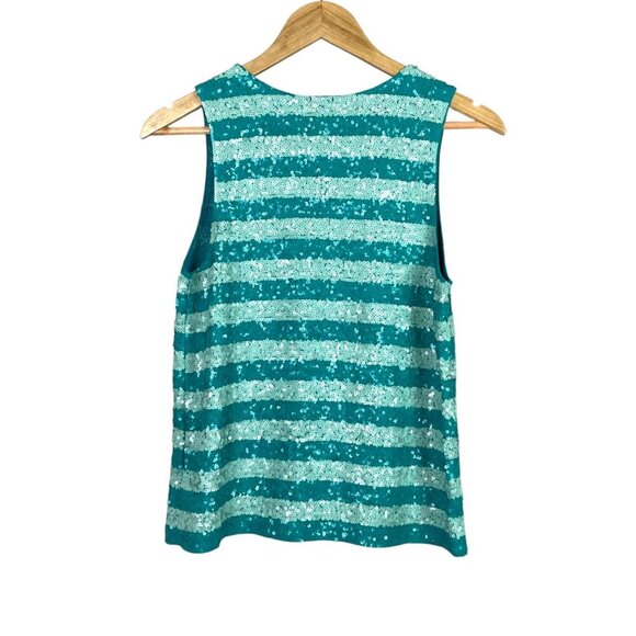 J. CREW SEQUIN STRIPE SHELL TANK TOP GREEN - Picture 5 of 7